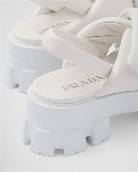 prada monolith nappa leather sandals|prada platform sandals.